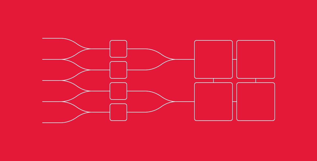 Icon representing 2 cores being split via Hyperthreading